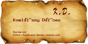 Komlóssy Dénes névjegykártya